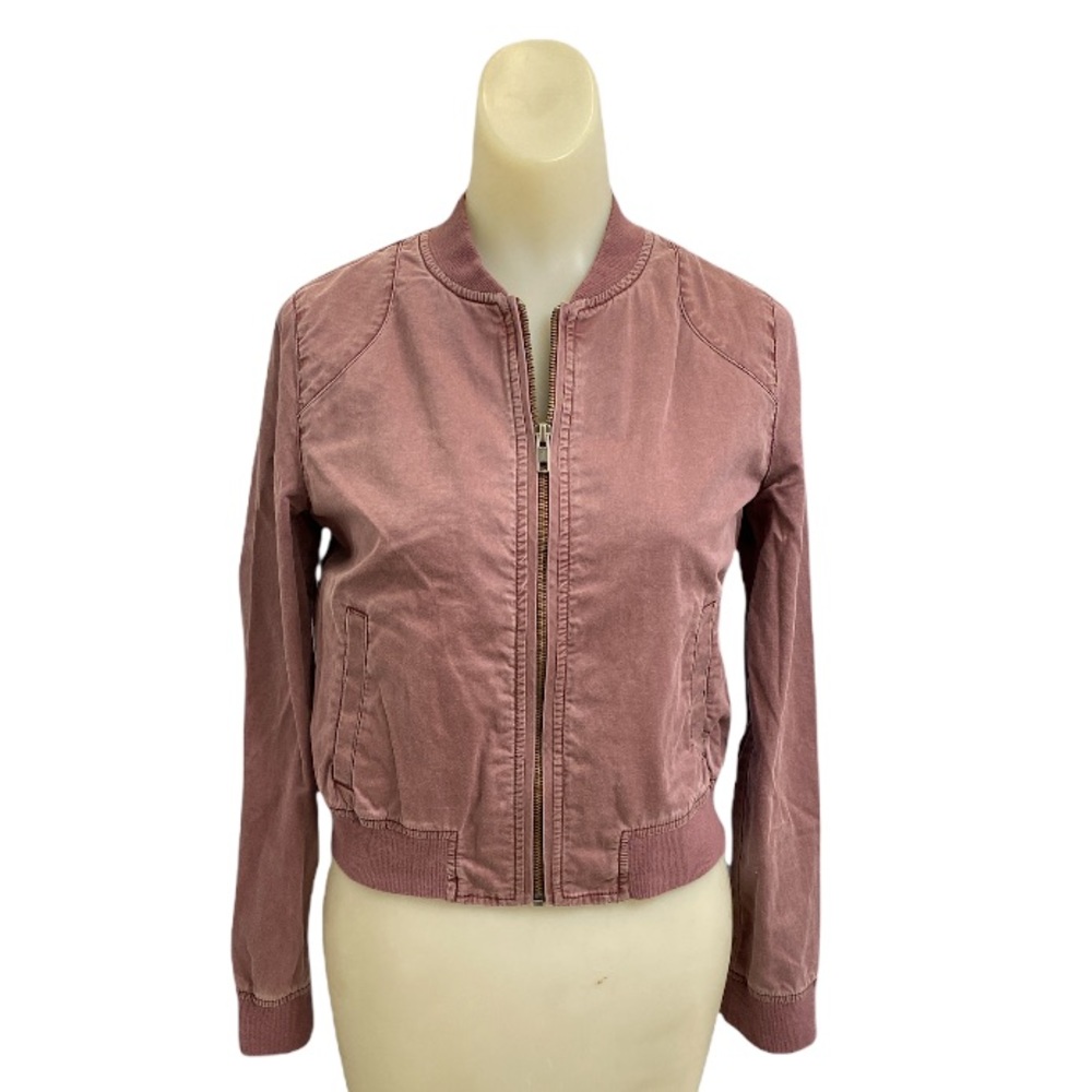 Rubbish Faded Magenta Bomber Jacket Size Small Trendy Weathered
